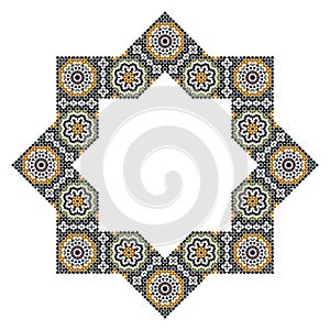 Decorative octagonal star with an ornament Zellij