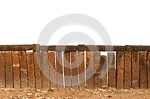 Decorative old laterite stone fence