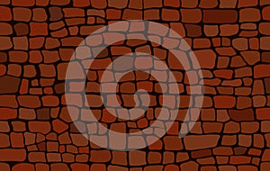 Decorative old wall of red brown orange bricks. Brickwork - seamless texture. Vector