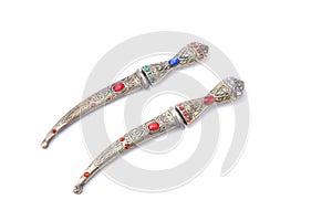 Decorative oriental otoman knife on the white background