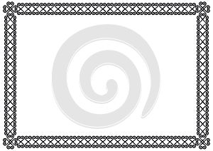 Decorative ornament border or frame in black isolated on white background