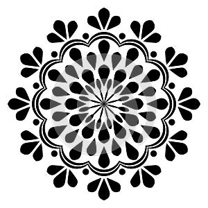 Decorative ornament in ethnic oriental style. Circular pattern in form of mandala for Henna, Mehndi, tattoo, decoration.