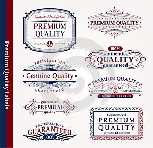 Decorative ornamental emblems of quality