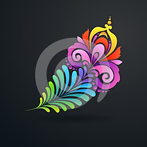 Decorative ornate color exotic feather