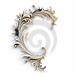 Decorative Ornate Letter C: Streamlined Forms And Rococo Realms