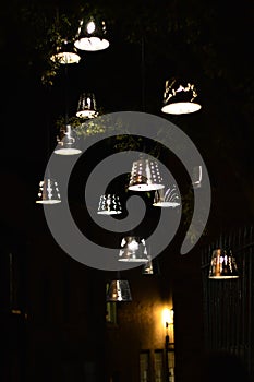 Decorative outdoor lights at night