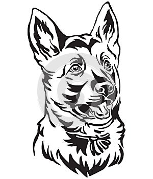 Decorative portrait of puppy German Shepherd Dog vector illustration