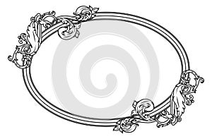 Decorative oval frame with vinatge filigree engraving