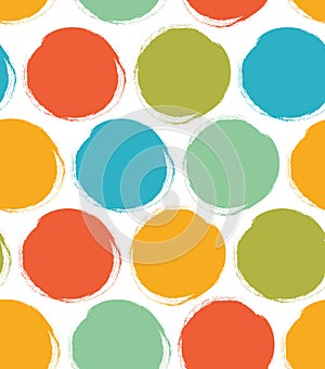 Decorative paint pattern with drawn circles. Seamless bright texture.