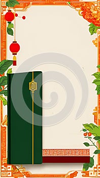 Chinese painting border lace Gongbi decorative painting illustration background photo