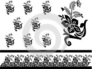 decorative paisley design, floral indian pattern Royalty Free Cliparts, Stock Illustration with seamless border