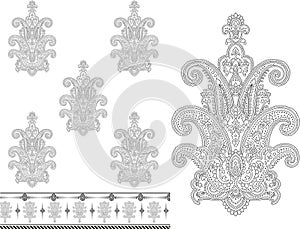 decorative paisley design, floral indian pattern Royalty Free Cliparts, Stock Illustration with seamless border