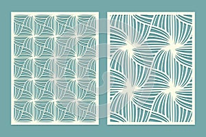 Decorative panels. Cutout silhouette with geometric zen art doodling style pattern. Suitable for printing invitations, laser
