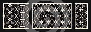 Decorative panels for laser cutting with abstract geometric pattern, thin lines
