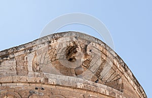 Decorative part of the roof of  the Church of the Holy Sepulchre in the Old City in Jerusalem, Israel