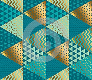 Decorative patchwork Christmas seamless pattern