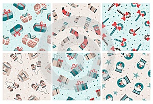 Decorative pattern set with winter holidays element