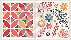 Decorative Patterns: Abstract Geometric and Organic Floral. vector design Generative AI