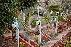 Decorative Peacock at Rajiv Gandhi Park in Udaipur, India