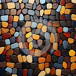 Decorative pebble wall pattern with multicolor texture