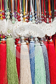 Decorative pendants with tassels, Panjuayuan Market, Beijing, China