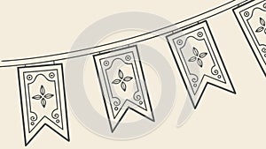 Decorative Pennant Banners Set, Festive Celebration Elements, vector design Generative AI