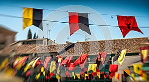 Decorative pennants typical of village festivals