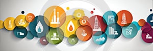 Decorative Petroleum Icons Arranged in a Circular Pattern for a Corporate Infographic Display photo