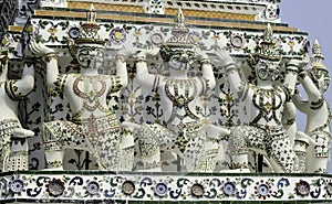 Decorative pictures of demons in Wat Arun Ratchawararam