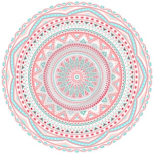 Decorative pink and blue round pattern frame