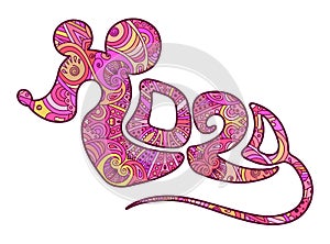 Decorative pink  font 2020 mouse