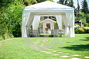 Decorative place for ceremonies or entertainments.