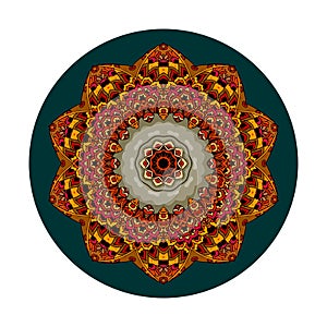 Decorative plate with flower - mandala. Round rug in ethnic style. Interior design.