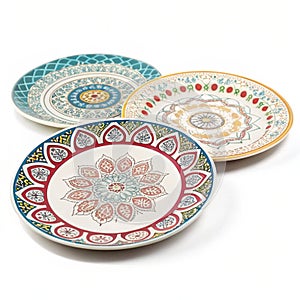 Decorative plates isolated on white background