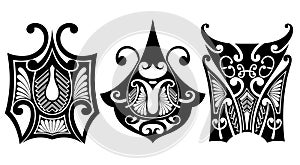 Set of Polynesian maori ornament tattoo designs vector