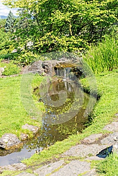 Decorative pond with waterfall at Oslo city park