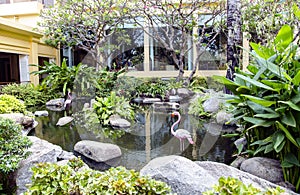 Decorative pool in a beautiful tropical garden