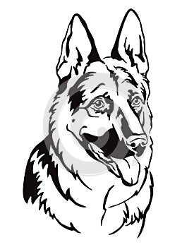 Decorative portrait of German Shepherd vector illustration