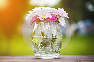 Decorative posy of fresh pink summer flowers