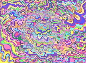 Decorative psychedelic waves, pastel colors. Fantasy doodle pat