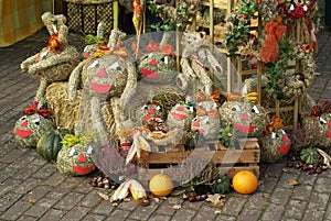 Decorative Pumpkins with Smiling Faces