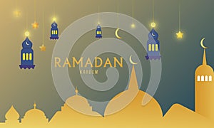 Decorative ramadan kareem background design with lanterns