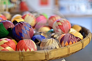 Decorative rattan wicker balls with colorful patterns