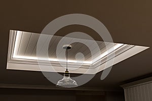 Decorative recessed ceiling with LED strip lighting