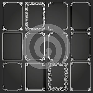 Decorative rectangle frames and borders set vector design elements set