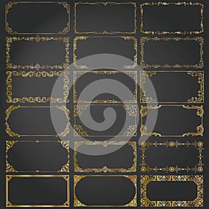 Decorative rectangle frames and borders set vector gold