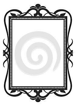Decorative rectangular border. Elegant black ornate frame