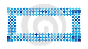 Decorative Rectangular Frame with Blue Mosaic Tile Pattern, vector design Generative AI