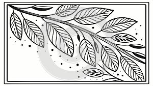 Decorative rectangular frame with botanical leaves design element vector design Generative AI