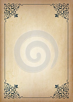 Decorative rectangular framework on a piece of parchment.